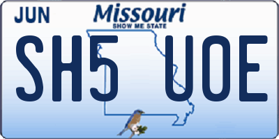 MO license plate SH5U0E
