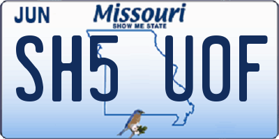 MO license plate SH5U0F