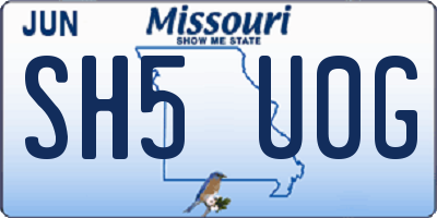 MO license plate SH5U0G