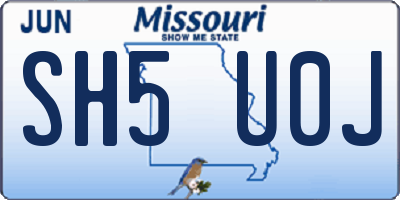 MO license plate SH5U0J