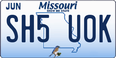 MO license plate SH5U0K