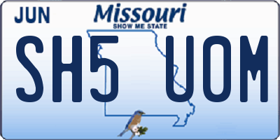 MO license plate SH5U0M