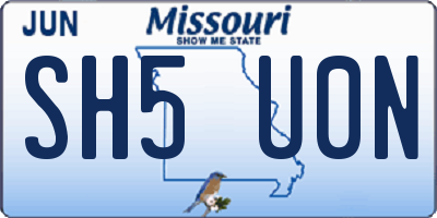 MO license plate SH5U0N