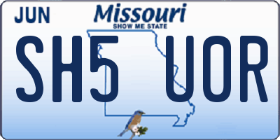 MO license plate SH5U0R