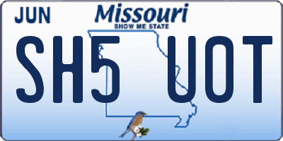 MO license plate SH5U0T