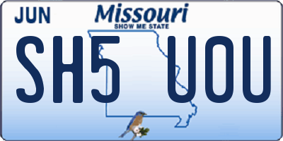 MO license plate SH5U0U