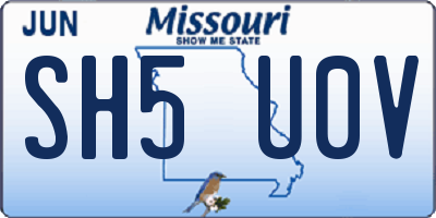 MO license plate SH5U0V