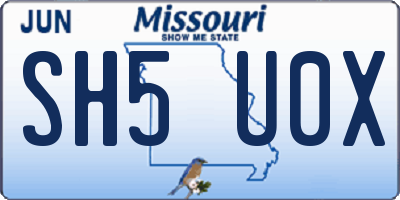 MO license plate SH5U0X
