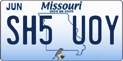 MO license plate SH5U0Y