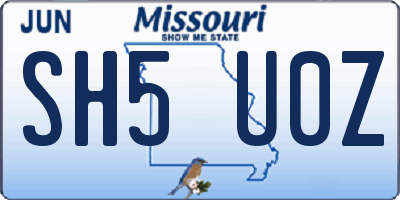 MO license plate SH5U0Z
