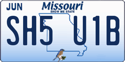 MO license plate SH5U1B