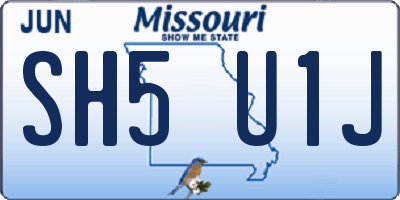 MO license plate SH5U1J