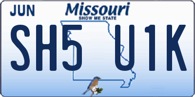 MO license plate SH5U1K