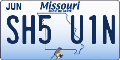 MO license plate SH5U1N