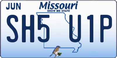 MO license plate SH5U1P