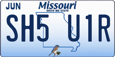 MO license plate SH5U1R