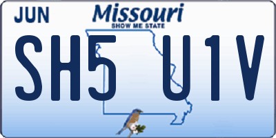 MO license plate SH5U1V
