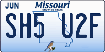 MO license plate SH5U2F