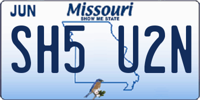 MO license plate SH5U2N