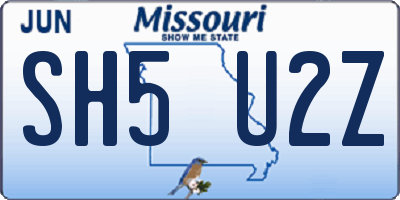 MO license plate SH5U2Z