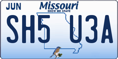 MO license plate SH5U3A