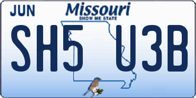 MO license plate SH5U3B