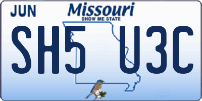 MO license plate SH5U3C