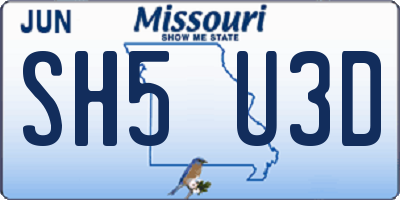 MO license plate SH5U3D
