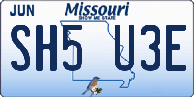 MO license plate SH5U3E