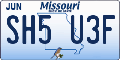 MO license plate SH5U3F
