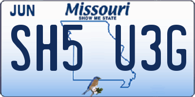 MO license plate SH5U3G