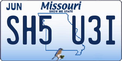 MO license plate SH5U3I