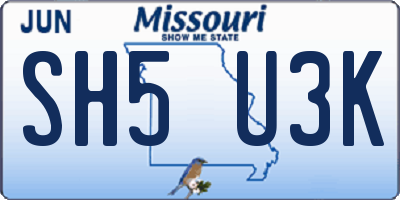 MO license plate SH5U3K