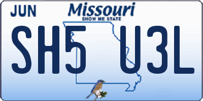 MO license plate SH5U3L