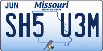 MO license plate SH5U3M