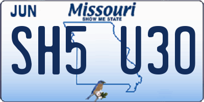 MO license plate SH5U3O
