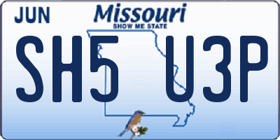 MO license plate SH5U3P
