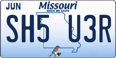 MO license plate SH5U3R