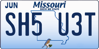 MO license plate SH5U3T