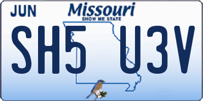 MO license plate SH5U3V