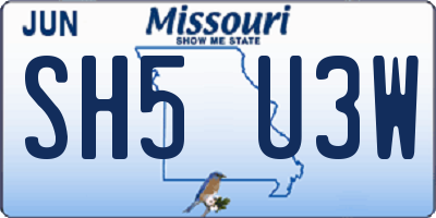 MO license plate SH5U3W