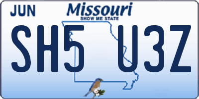 MO license plate SH5U3Z