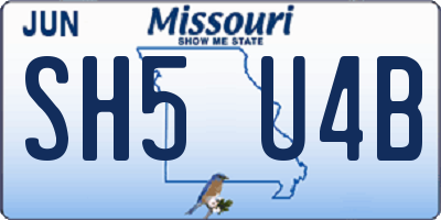 MO license plate SH5U4B