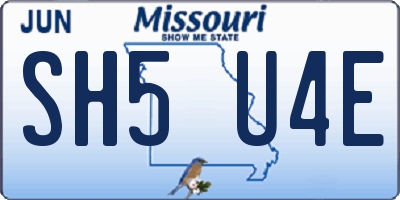 MO license plate SH5U4E