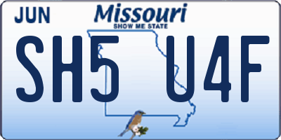 MO license plate SH5U4F