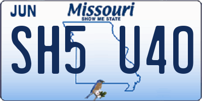 MO license plate SH5U4O