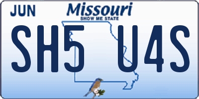 MO license plate SH5U4S