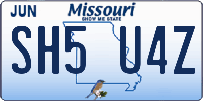 MO license plate SH5U4Z
