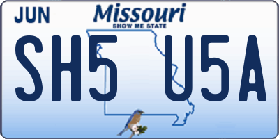 MO license plate SH5U5A