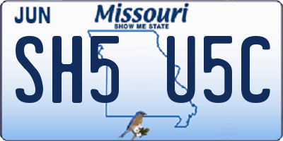 MO license plate SH5U5C
